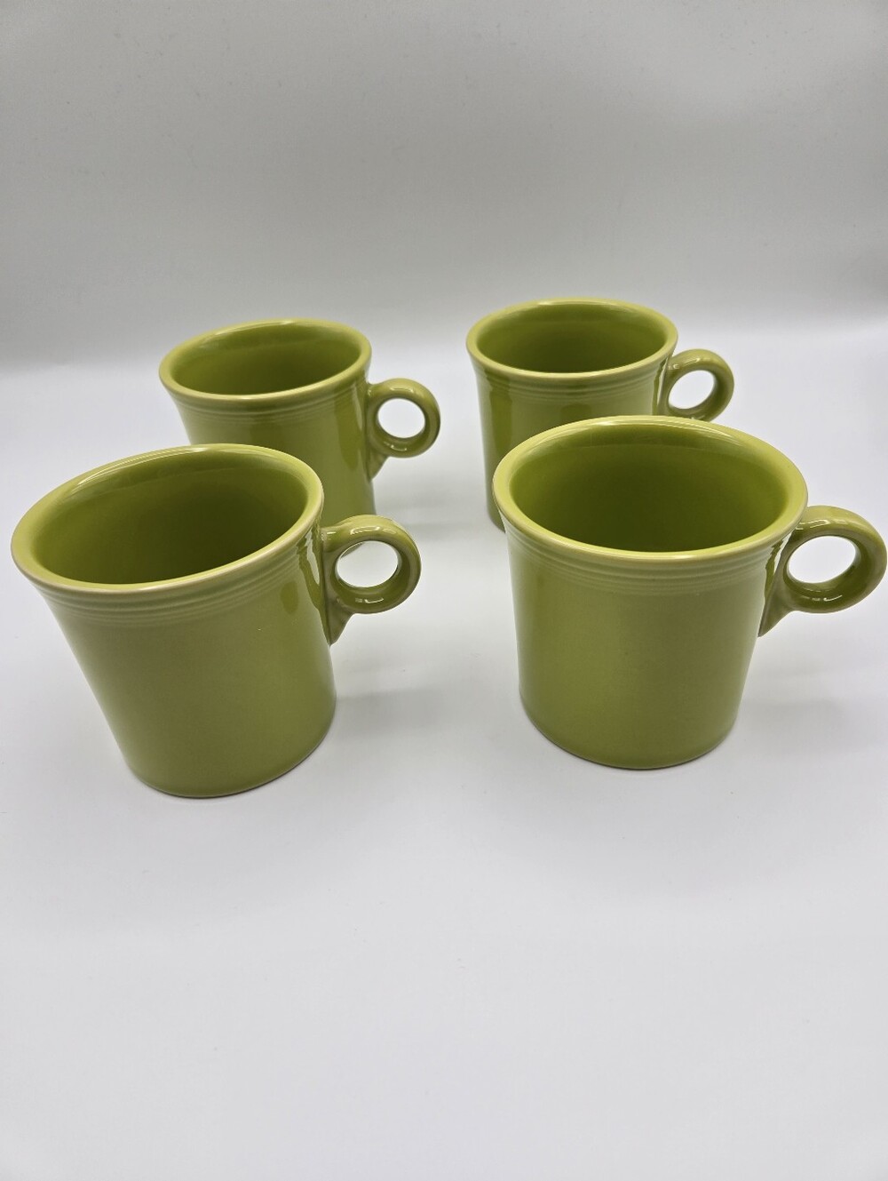 Fiestaware HLC Set Of 4 Green Lemongrass Circle Ring Handle Mugs 10oz USA